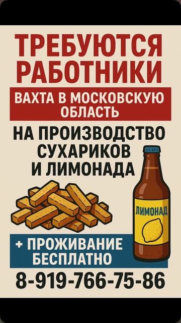 Приглашаем на работу вахтой в Московскую область