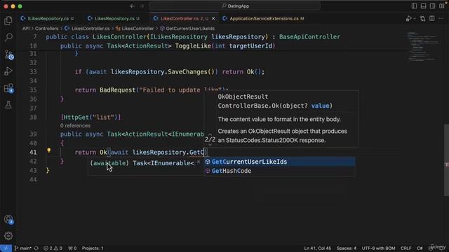 170 - Controller methods for the likes feature