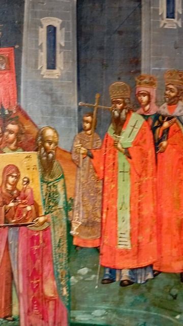 Сретение иконы Богоматерь Тихвинская в Царьграде  Палех.