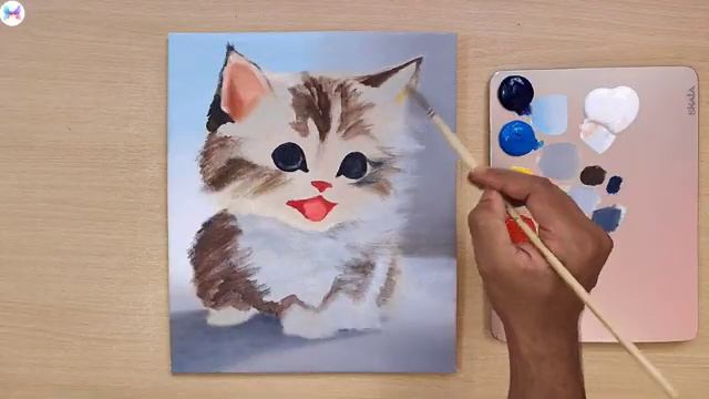 Как нарисовать невероятно красивого котёнка акрилом