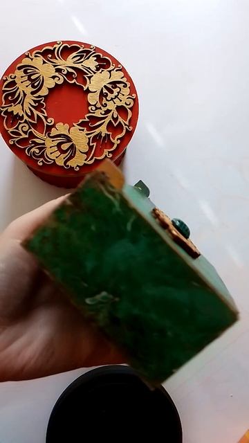 Шкатулка Круглая, шкатулка "Малахит"