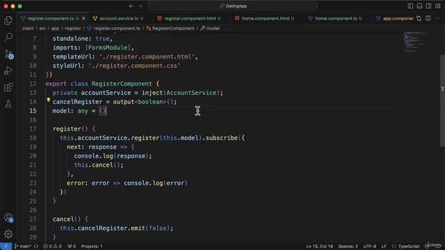 57 - Hooking up the register method to the service