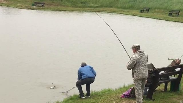 поимка карпа на малом водоёме