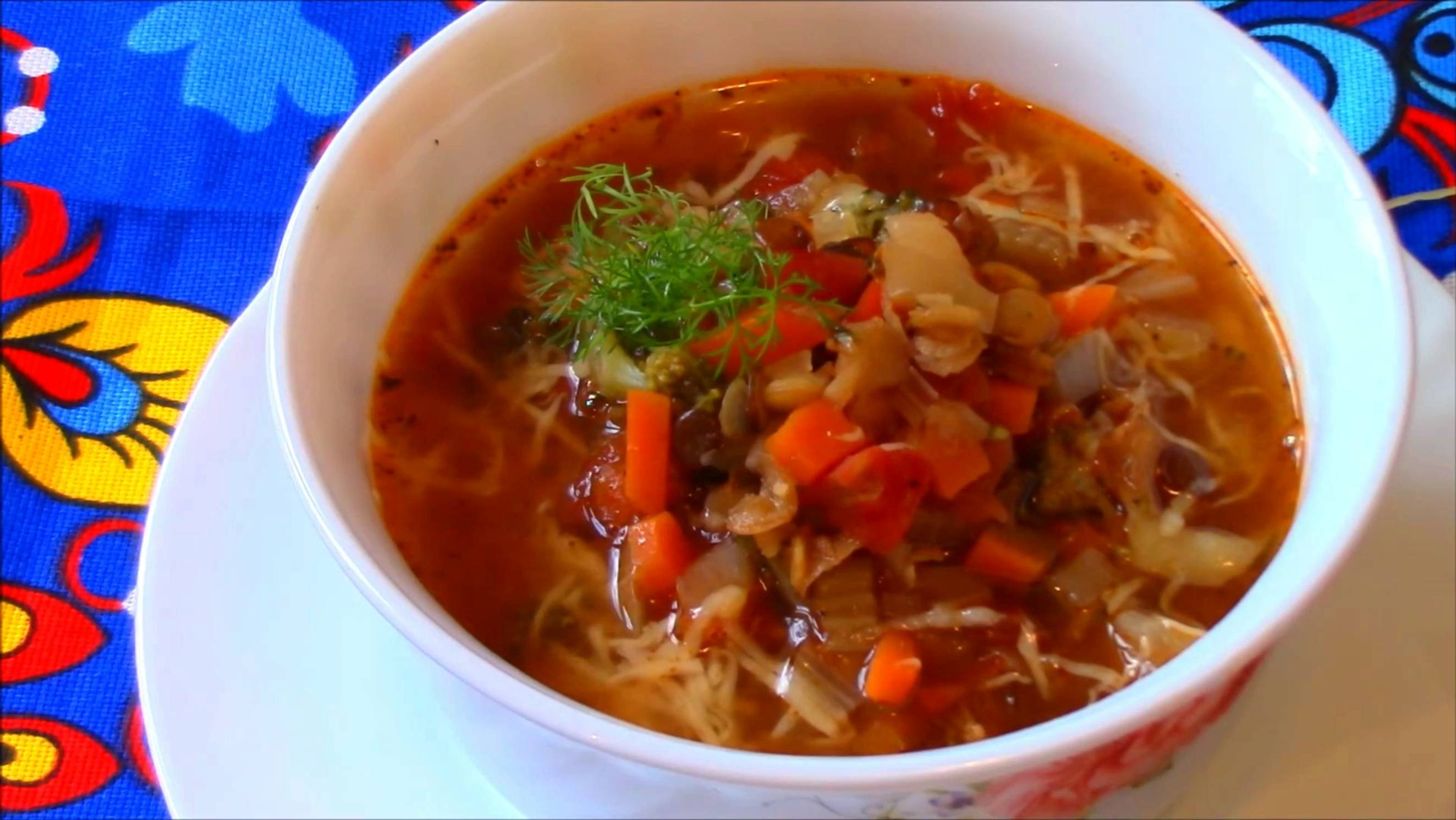 Минестроне с чечевицей - наваристый вкусный суп