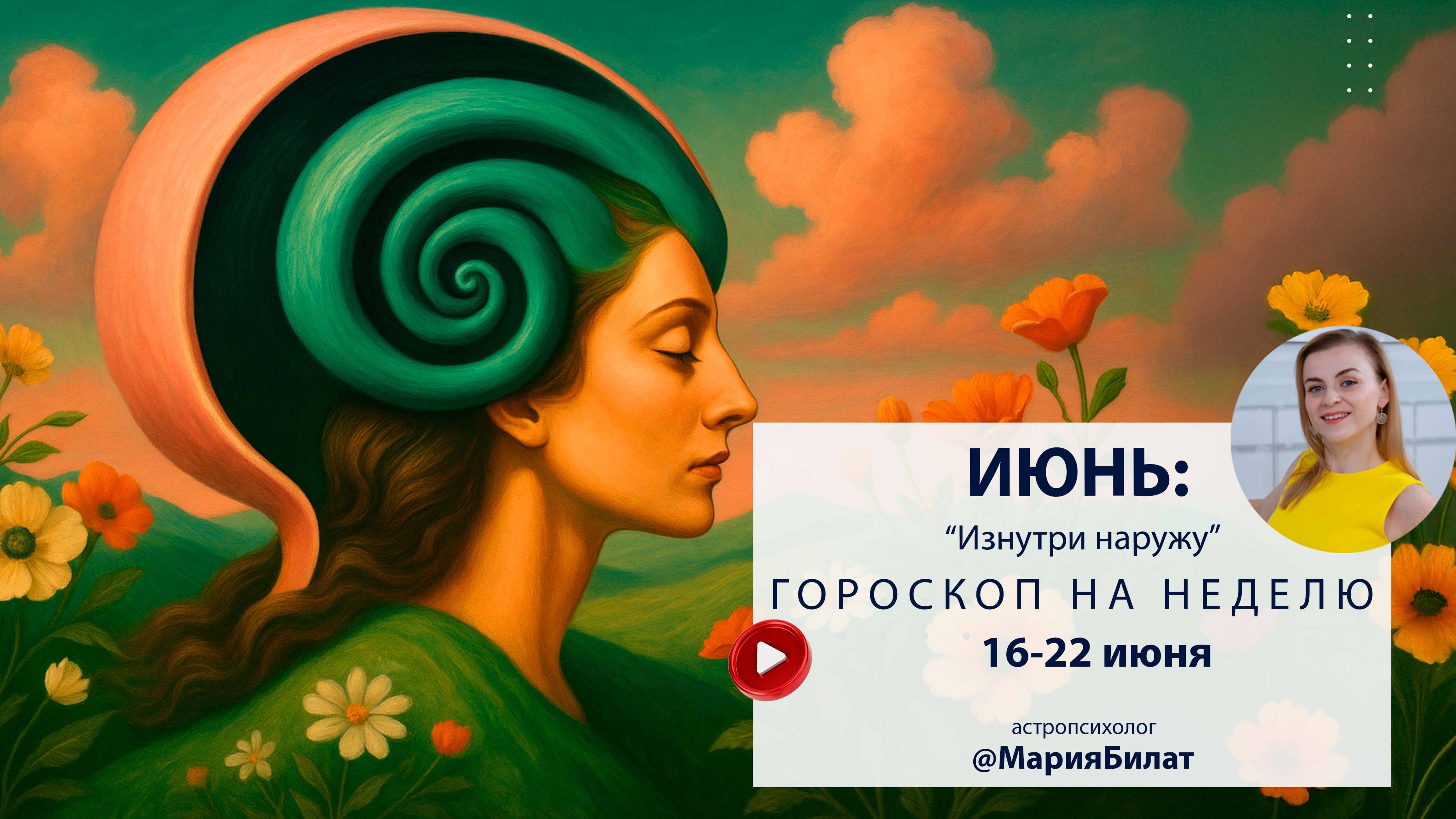 Гороскоп на неделю 16 - 25  июня   2025 для всех знаков зодиака. Астролог в Саратове @МарияБилат