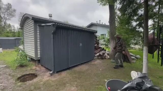Хозблок-Шкаф из профнастила с раздвижными дверями