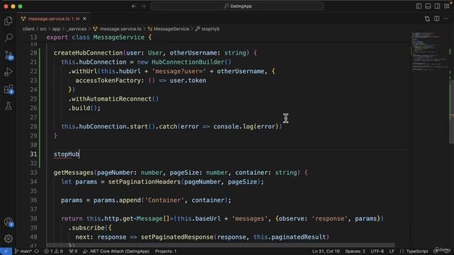 224 - Adding the hub connection to the message service