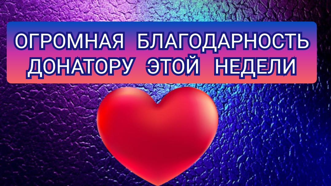 ОГРОМНАЯ БЛАГОДАРНОСТЬ ДОНАТОРУ ЭТОЙ НЕДЕЛИ