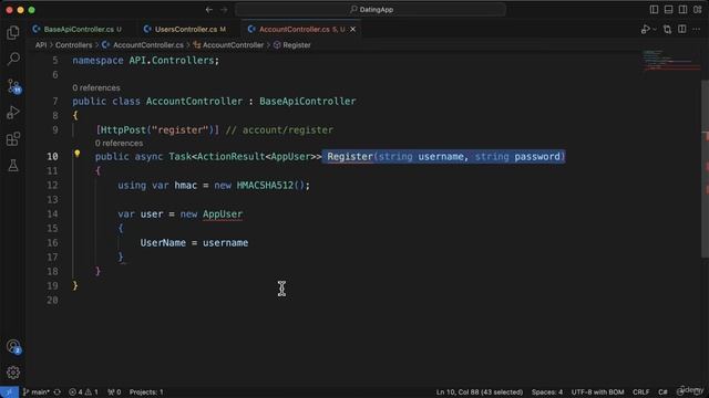 33 - Creating an Account Controller with a register endpoint