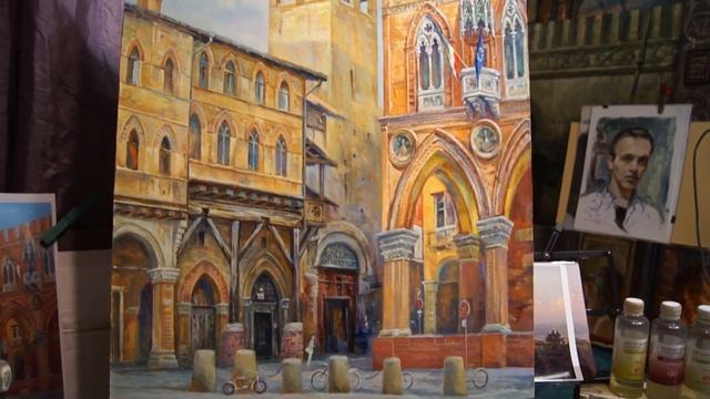 Пишу  повтор архитектурного пейзажа. Художник Дмитрий Костылев.