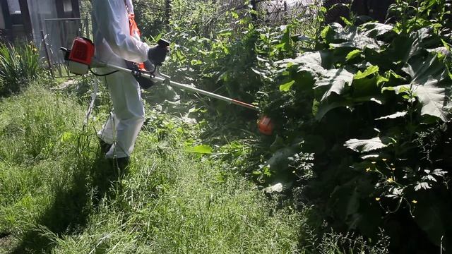 Демонстрация работы бензотриммера PATRIOT PT 554