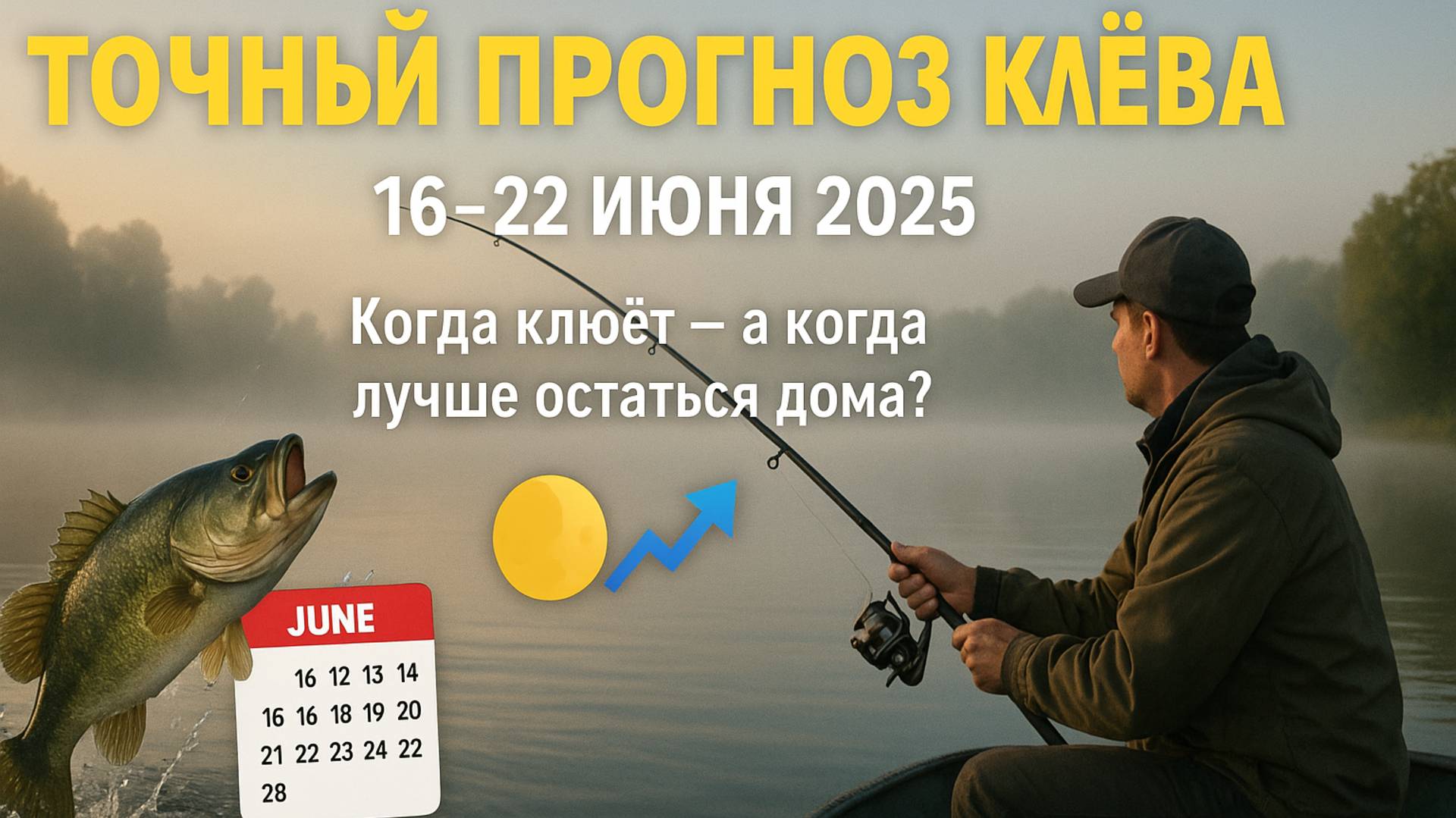 Прогноз клёва рыбы с 16 по 22 июня 2025 — лучшие дни для рыбалки по лунному календарю 🎣