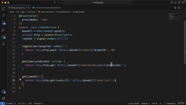 171 - Setting up the likes functions in the Angular app