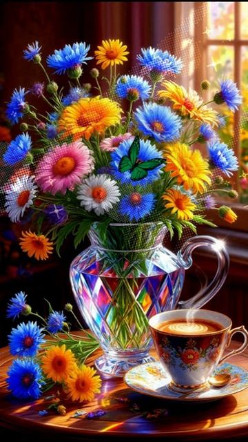 Доброе утро!😊☕🎀🌸🌺🌹🌷🌼💐⏰🌞#открытка#доброе_утро#добрые_пожелания#улыбок#солнца#тепла#