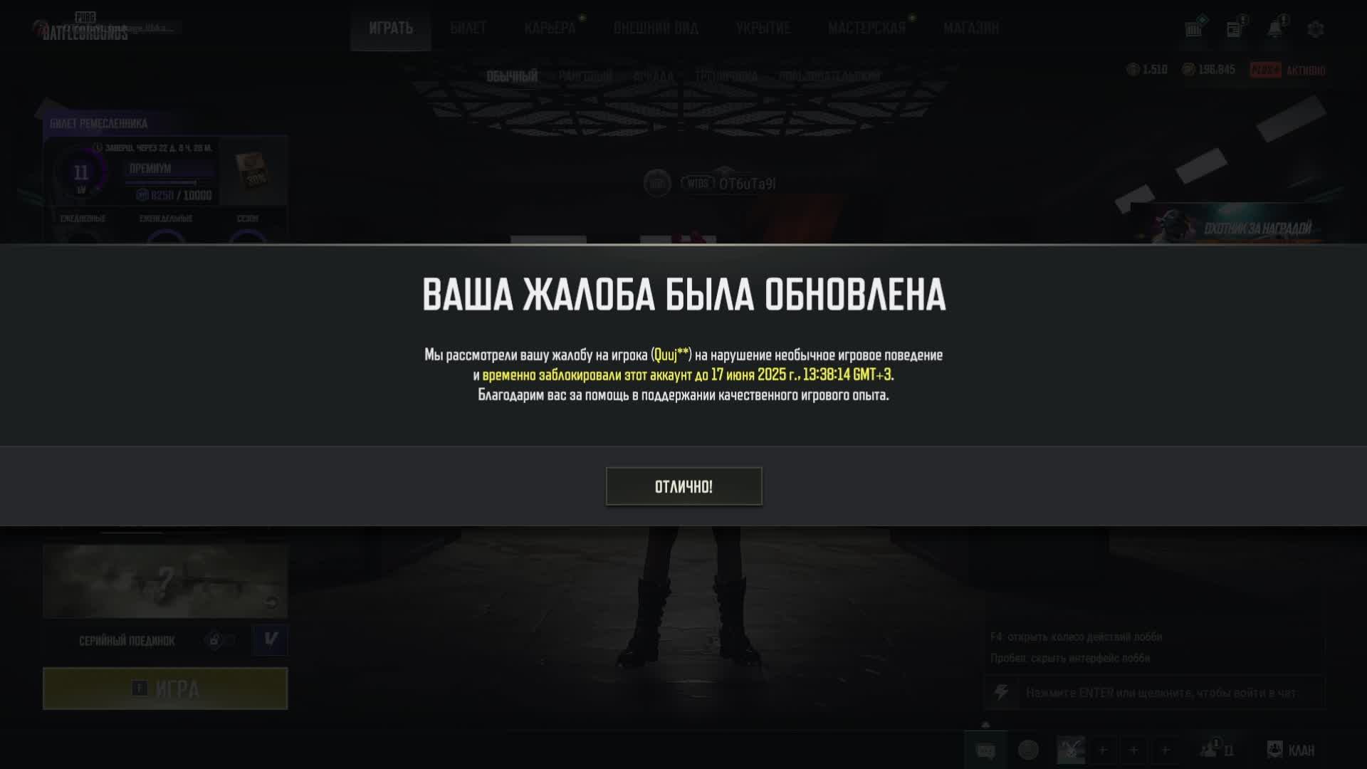 пабжик, подарок от игры в описании