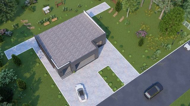 Каркасный дом в стиле ХАЙ ТЕК с 4 спальнями 156 м2 _ Проект строительства одноэтажного(720P