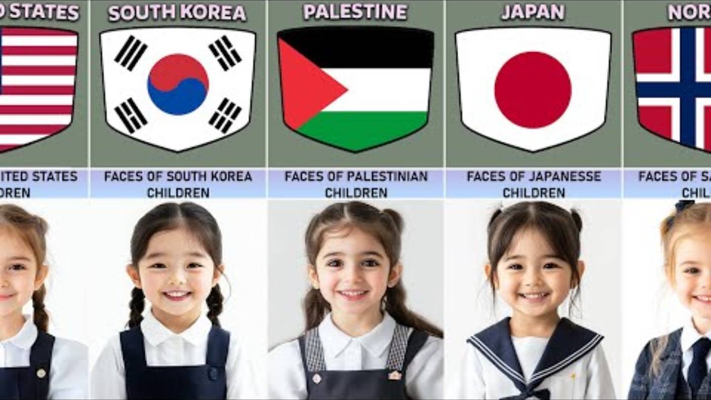 Kindergarten School Children’s Faces From Different Countries
