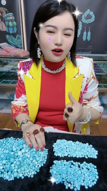 250613-4 Turquoise Beads: Moonlit River Flowing in Stone