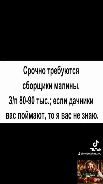 Есть вакансия! Требуються сборщики малины!