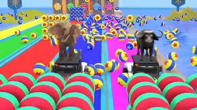 Длинная игра-слайд с зеброй, слоном, гориллой, бегемотом, тигром, 3d-игрой с животными, забавные 3d