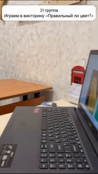 Рубрика моменты с урока:21гр играют в викторину "Правильный ли цвет?"