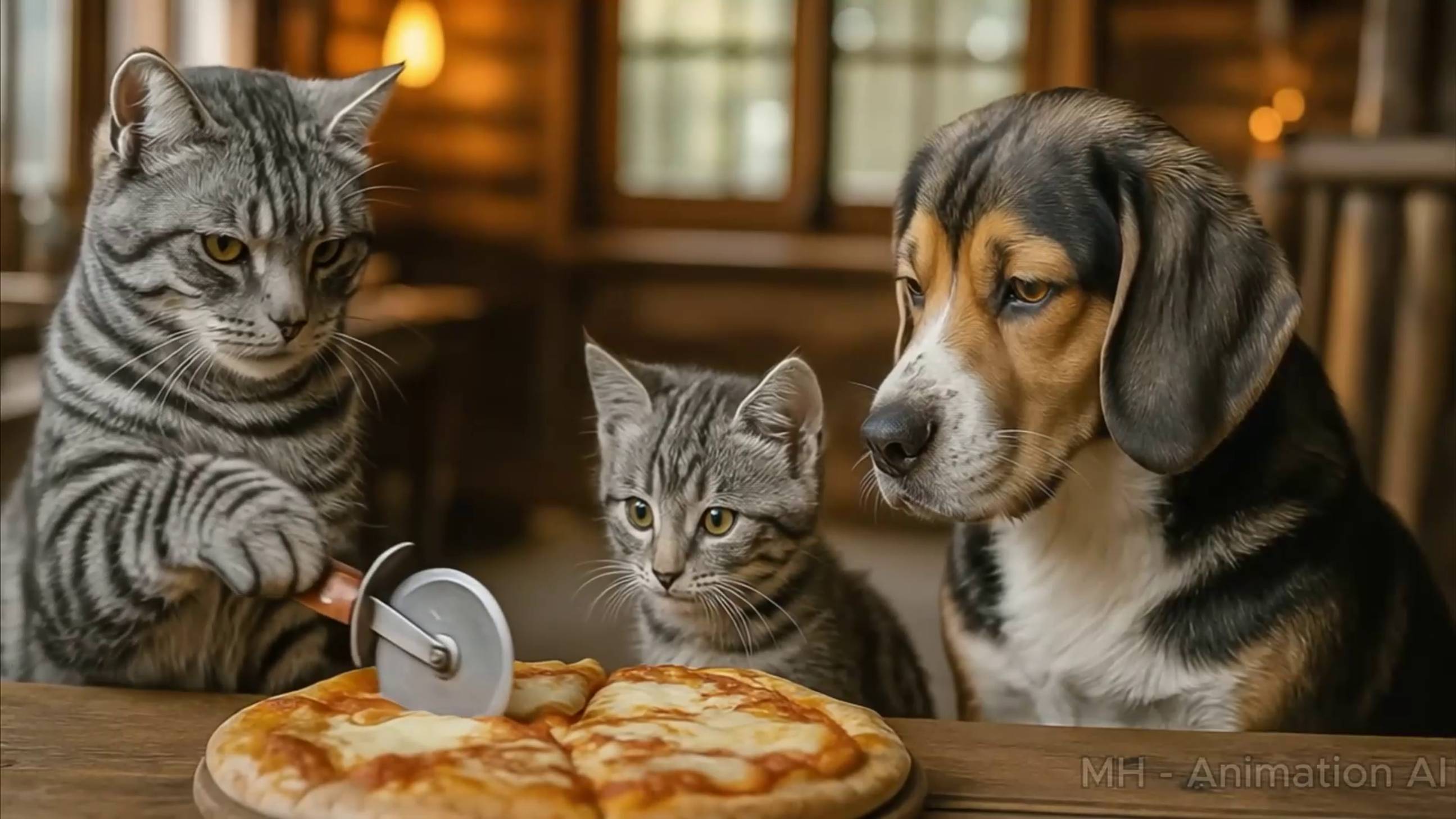 Котик и пицца