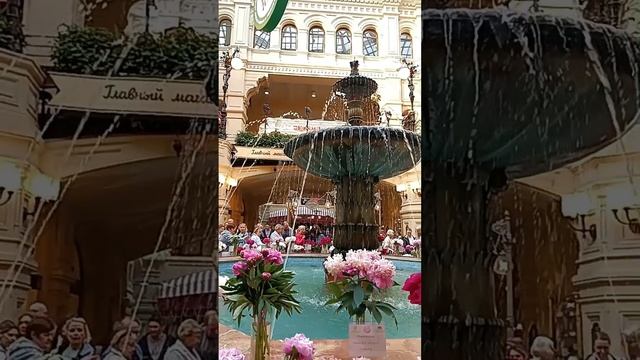 Пионы у фонтана.ГУМ