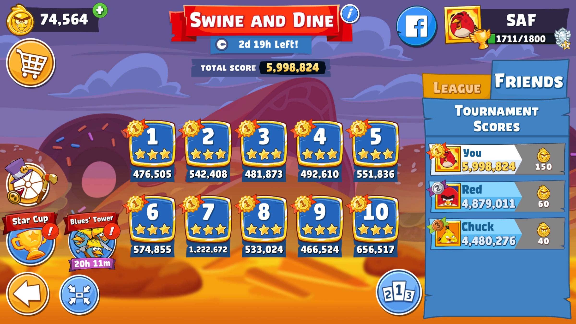 Angry Birds Friends. Swine and Dine. Все уровни 3 звезды. Прохождение от SAFa