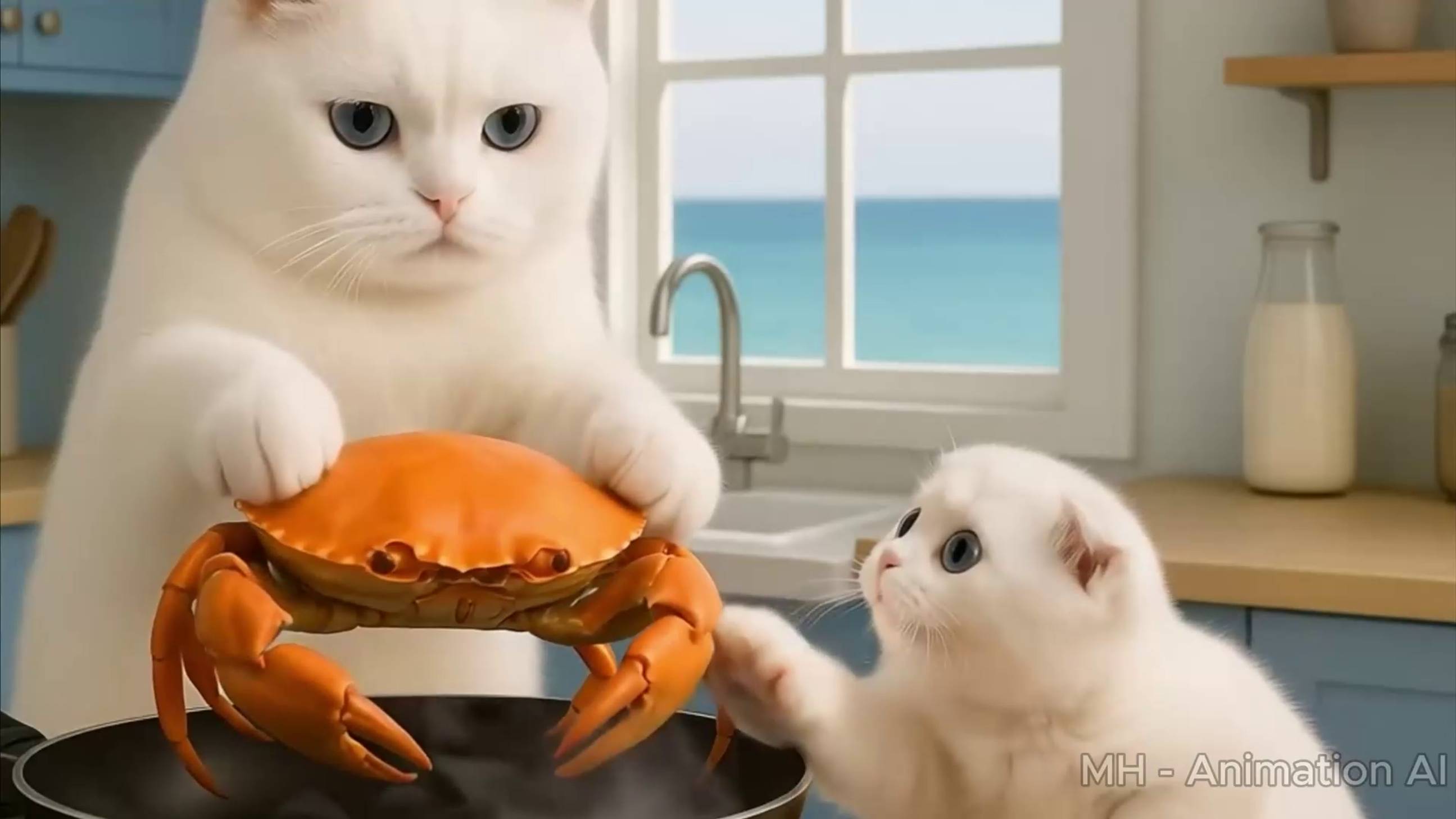 Котики и краб