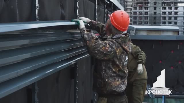 Облицовка фасада ламелями — портфолио компании "Кронотэк"
