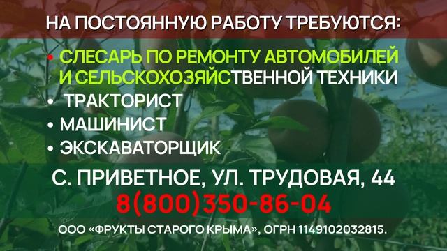 Реклама на ТВ компании Фрукты Старого Крыма