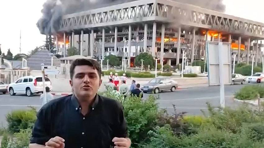 Последствия удара по зданию иранской телерадиокомпании IRIB