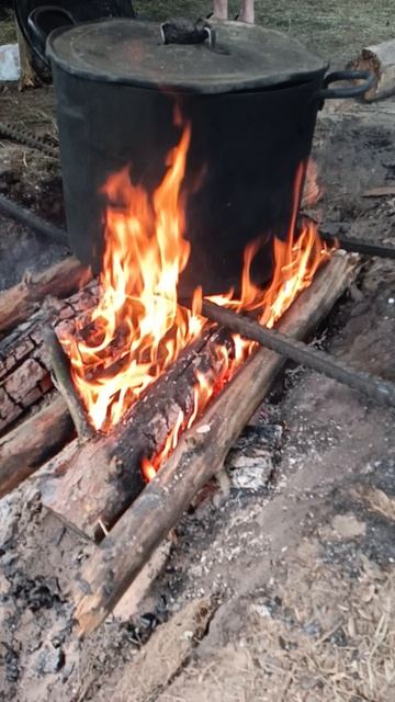 Огонь. Котелок. SLO-MO