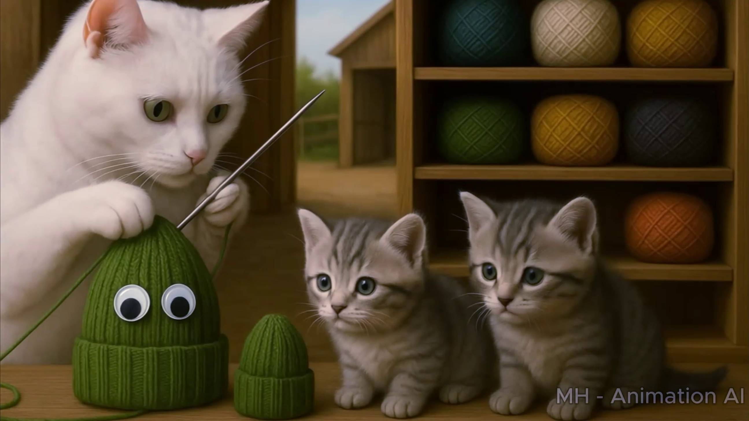 Котик вяжет