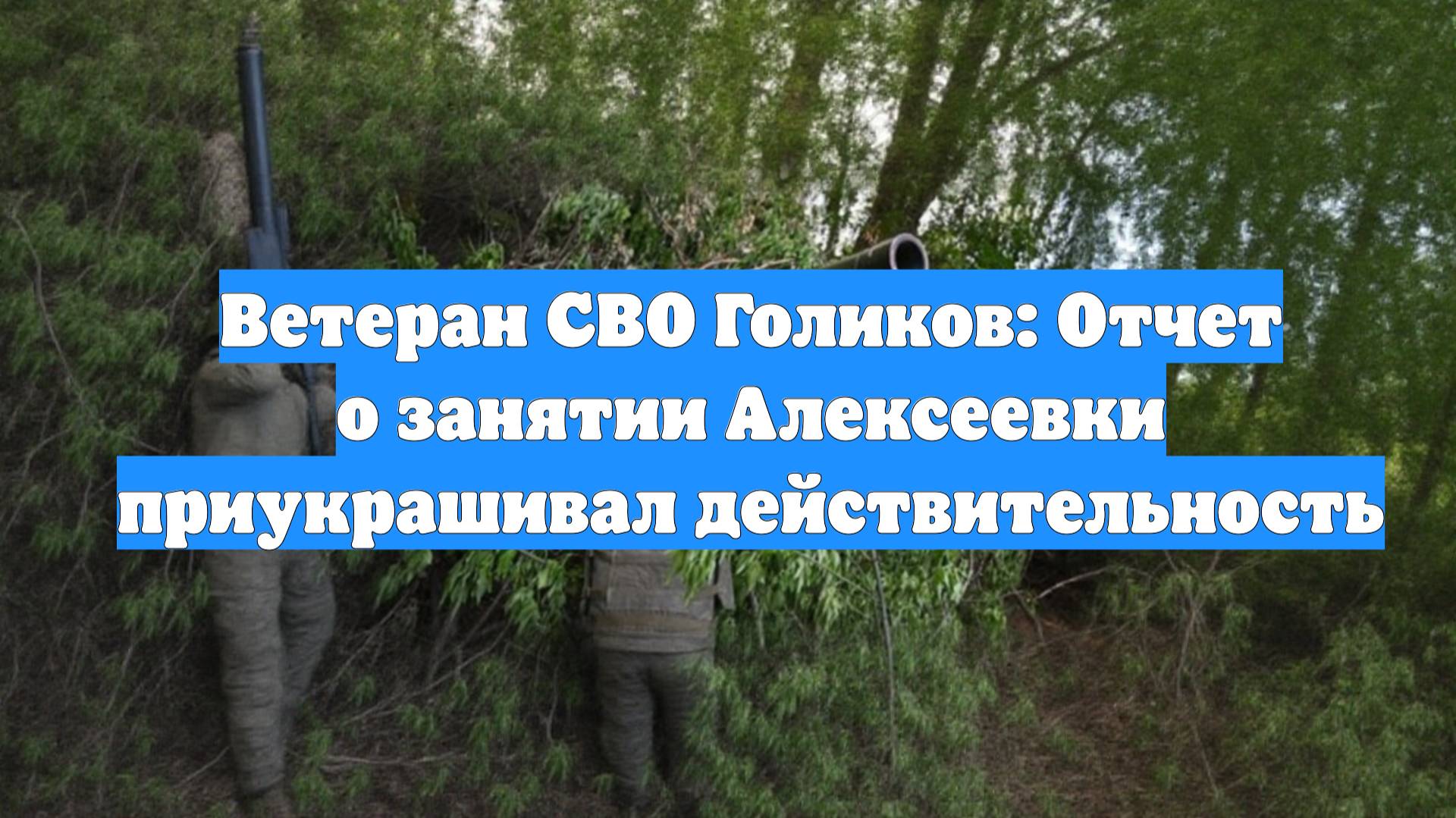 Ветеран СВО Голиков: Отчет о занятии Алексеевки приукрашивал действительность