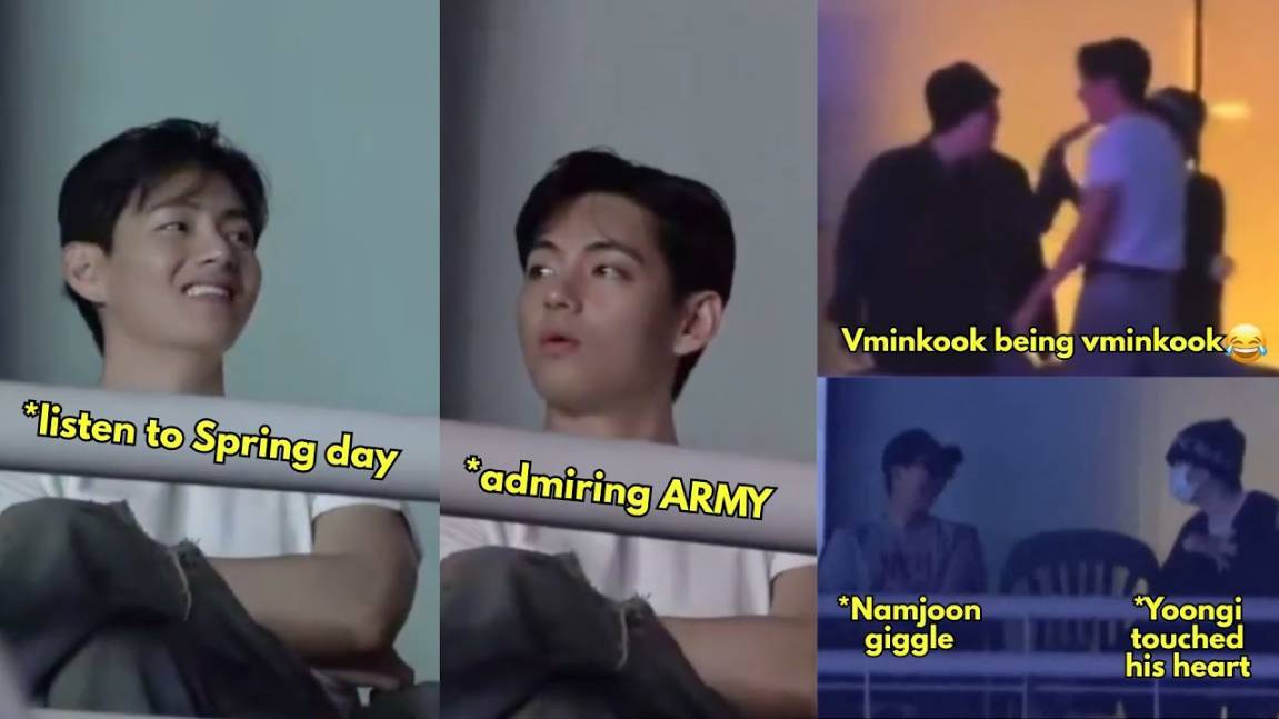 Реакция Тэхёна во время "Spring Day", Намджун и Юнги поют друг другу: "bogoshipda"!!
