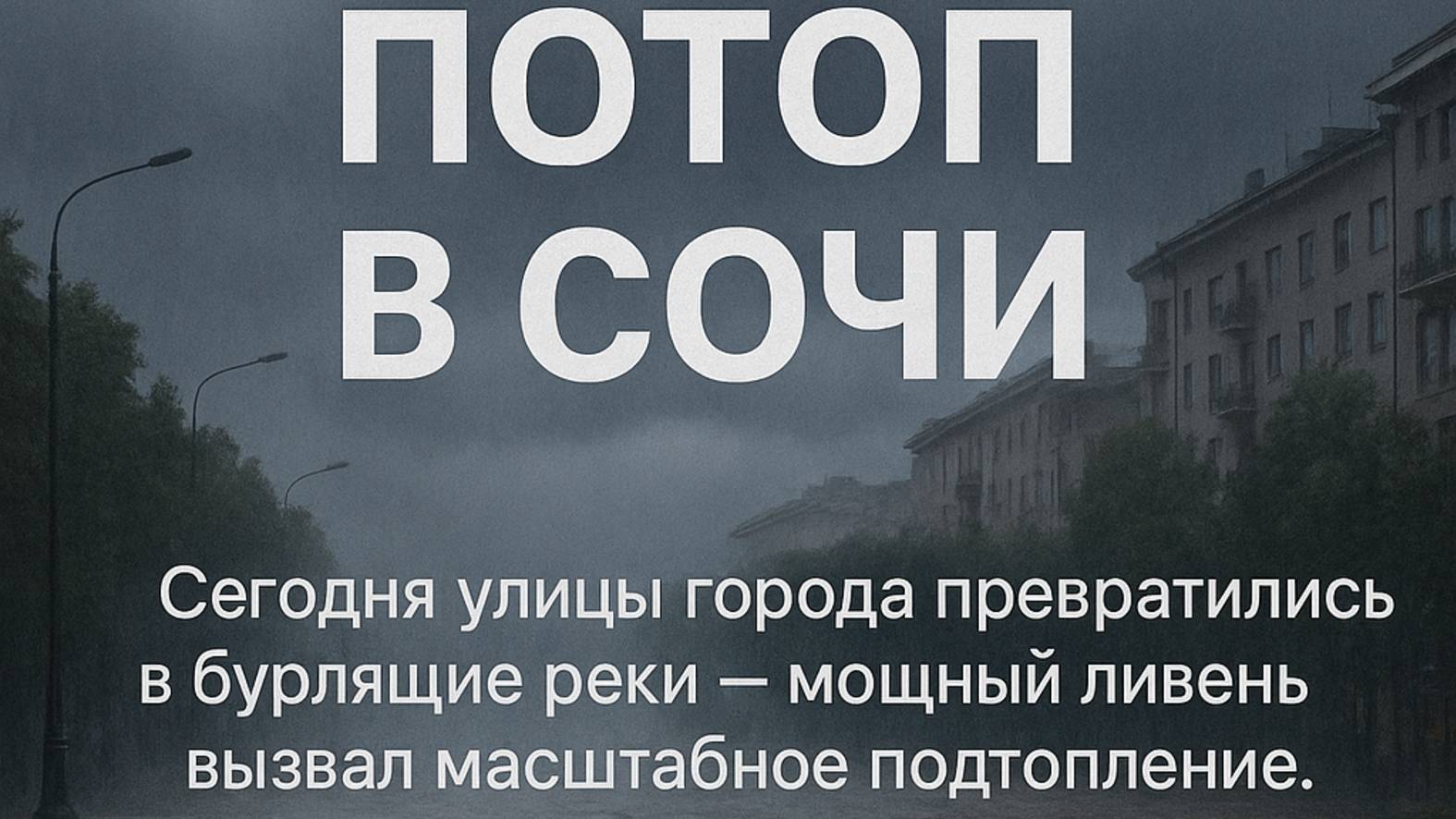 ПОТОП В СОЧИ сегодня улицы превратились в бурлящие реки, а на Красной Поляне пошел снегопад