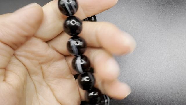 Браслет из черного Агата  На запястья 16-19 см БРА072