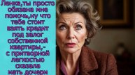 Ленка, ну что тебе стоит взять кредит под залог собственной квартиры,- сказала мать дочери