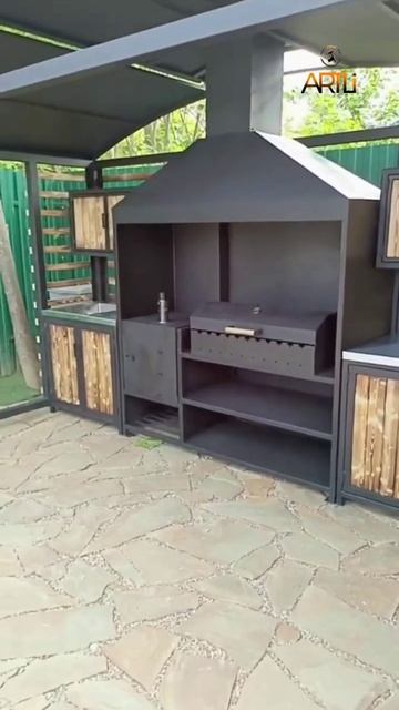 Лофт беседка с мангалом, печью и тумбами "Дачный Парадиз 2.0"