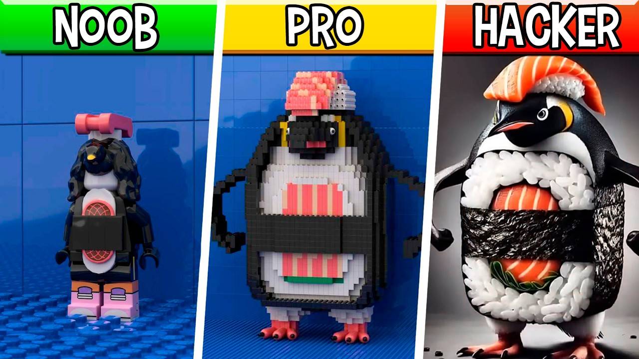 LEGO Сигма Бой: НУБ, ПРО, ХАКЕР (Итальянский Брейнрот Мем)