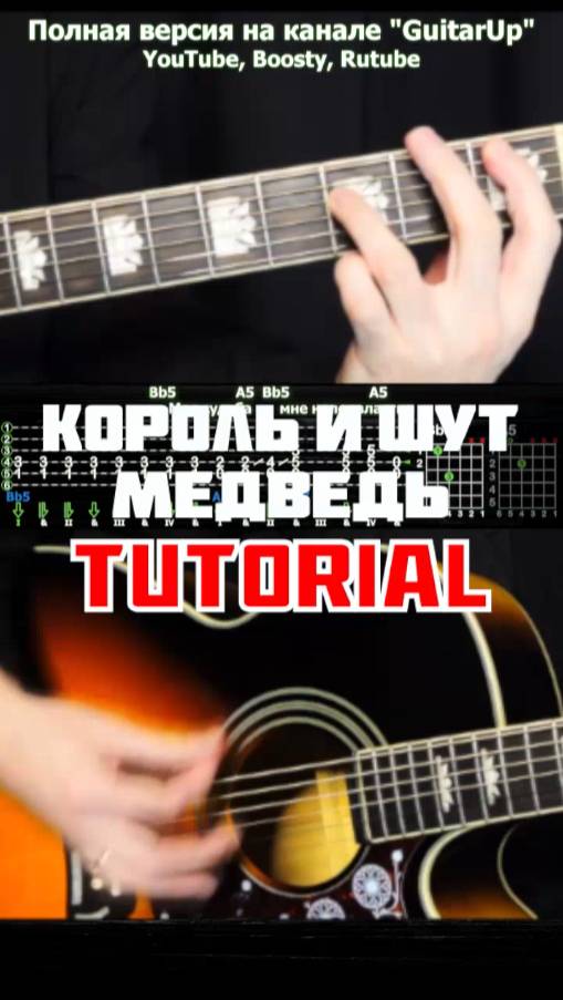 ПОЛНАЯ ВЕРСИЯ уже на канале! Как Играть Король и Шут - Медведь на Гитаре Разбор: табы, аккорды, бой