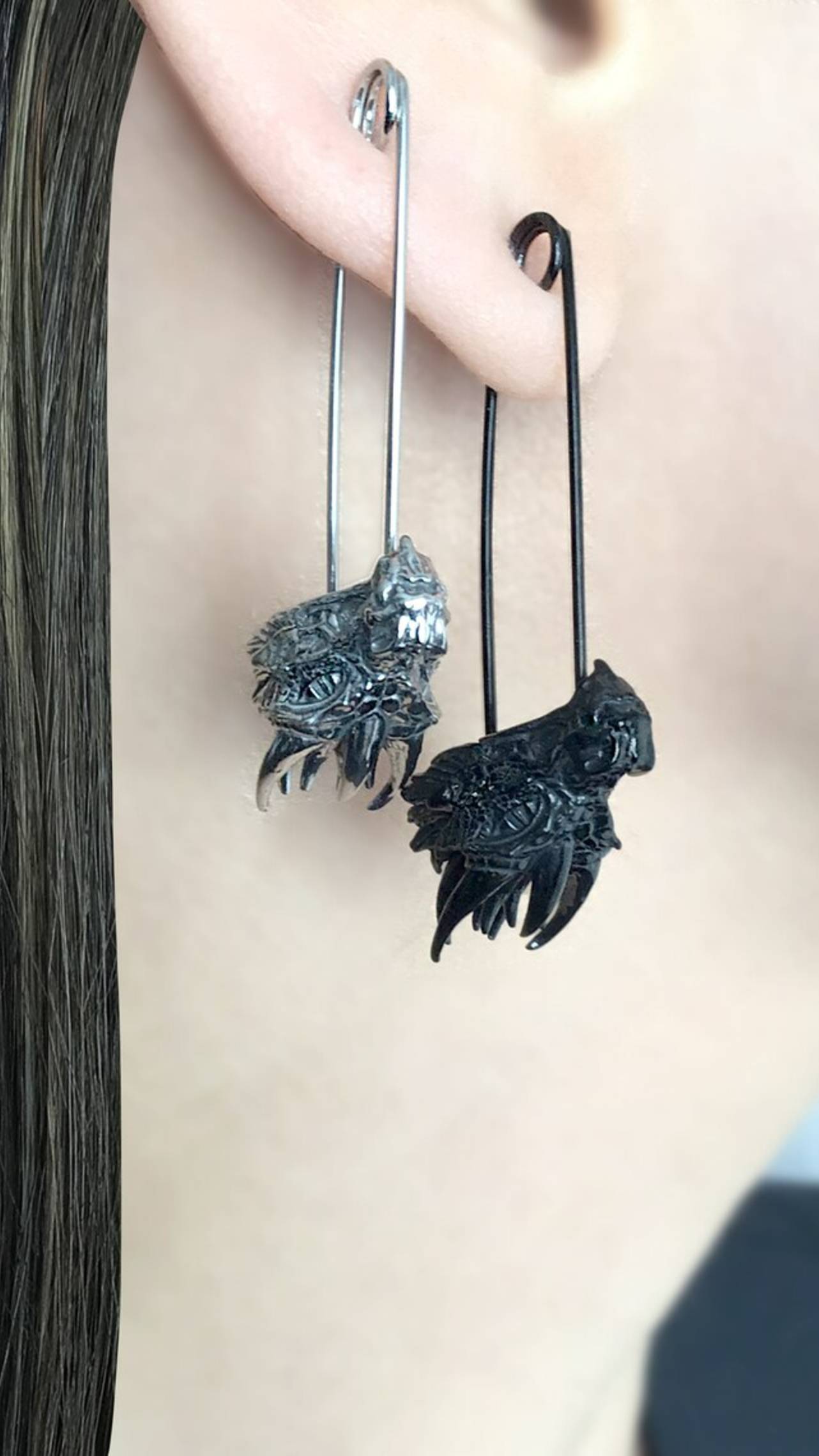 Готические серьги-булавки "Восточные драконы" от StarfallShop