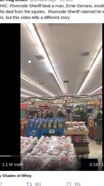 GRAPHIC Riverside Sheriff beat a man, Ernie Serrano, inside a market, in which he died from the inju