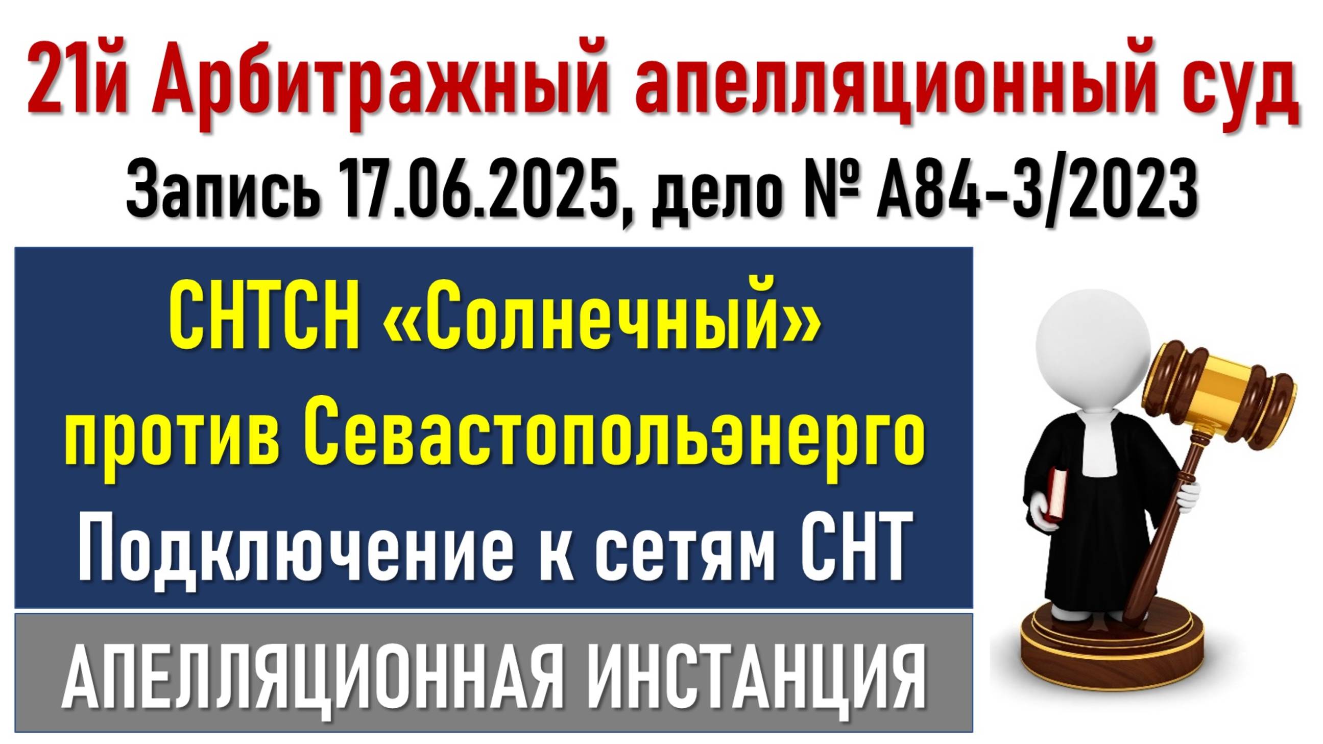 Подключение к сетям СНТ. Апелляционная инстанция.