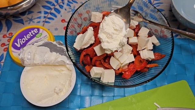 салат из перцев - гриль с творожным сыром  👌