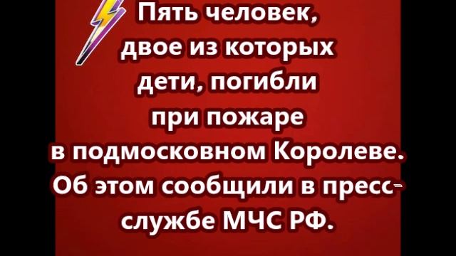 Пять человек, двое из которых дети, погибли при пожаре в подмосковном Королеве