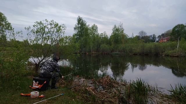 Ловля карася в дождь.