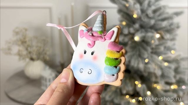 Набор ёлочных игрушек ПЕЧЕНЬИЦА ЕДИНОРОЖКИ, керамика, 9 см, 3 шт., D3518-набор