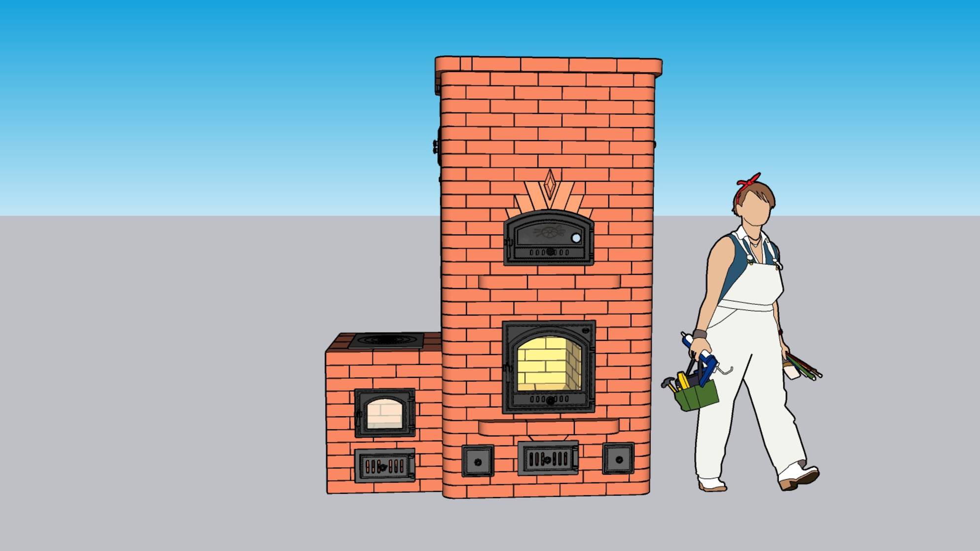 Самый популярный проект печи-камина с духовкой.